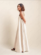 Contrast-Detail Dress with Cami Straps