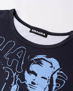 Lettered Polyester Short-Sleeve T-Shirt