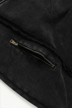 Cotton Pullover Hoodie with Exposed Seams