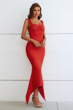 Viscose Sweetheart-Neck Ruched Dress