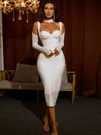 Mesh Bodycon Dress with Shoulder Cutouts