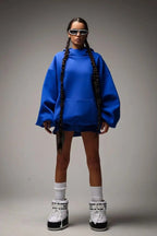 Oversized Polyester Hoodie with Print Details