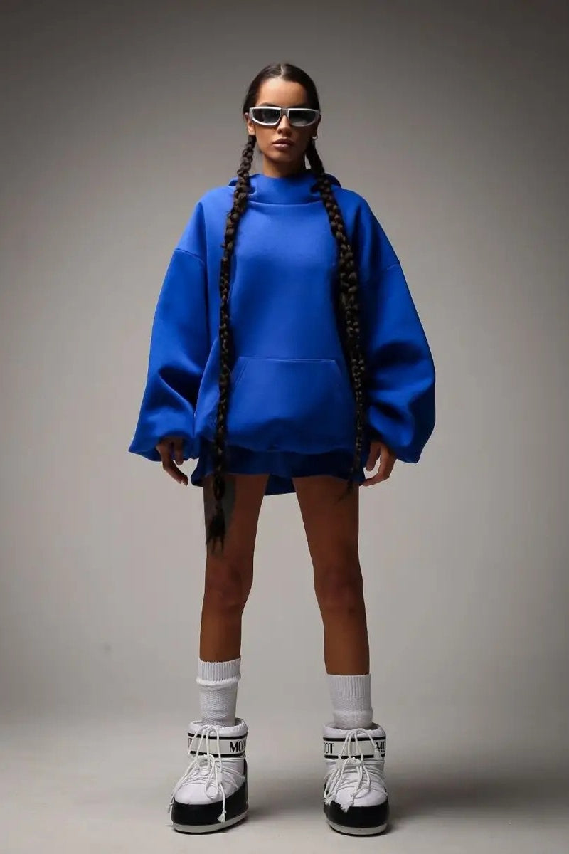 Oversized Polyester Hoodie with Print Details