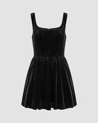 Velvet Stretch-Blend Mini Dress with Polyester Fabric