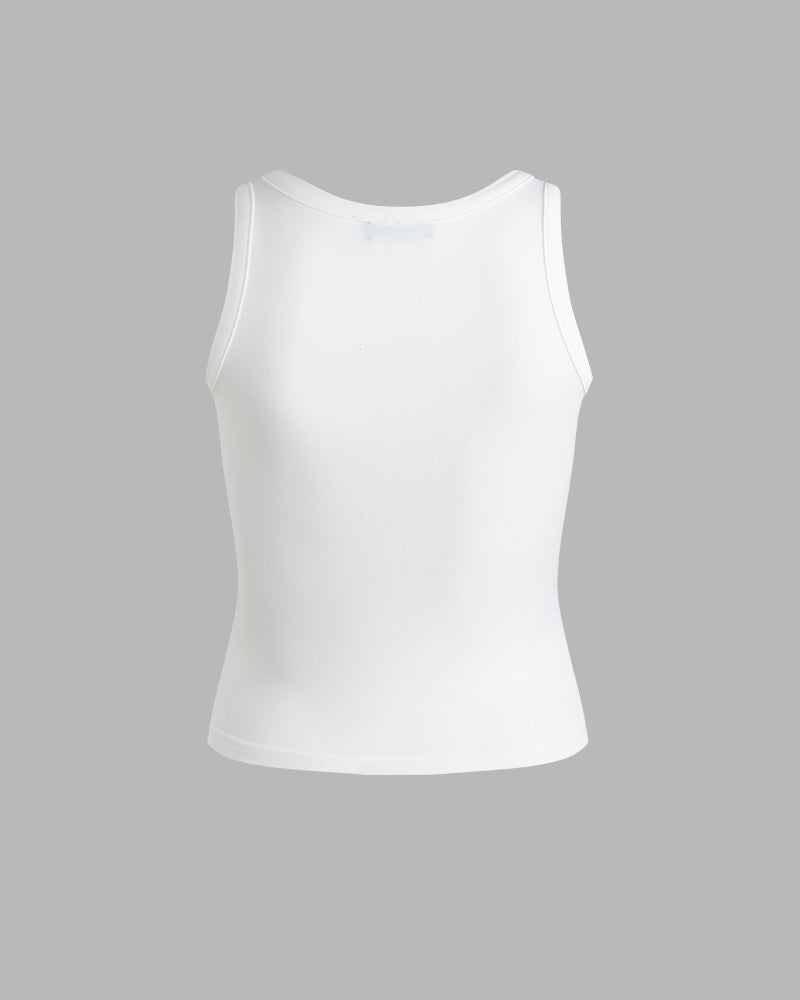 Polyester Stretch-Blend Cropped Tank Top with Sleeveless Cut