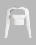Strapless Stretch-Blend Cropped Top with Polyester Fabric