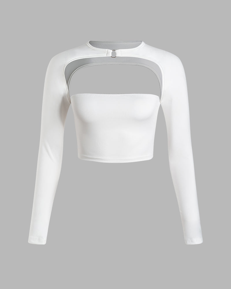 Strapless Stretch-Blend Cropped Top with Polyester Fabric