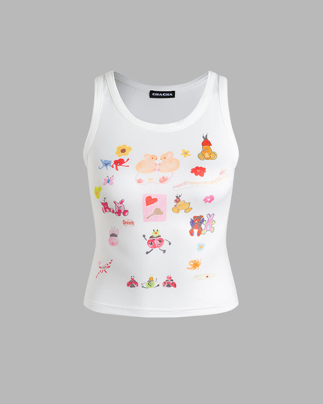 Polyester Stretch-Blend Cropped Tank Top with Sleeveless Cut Main image