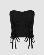 Corset-Style Polyester Top with Strap Details