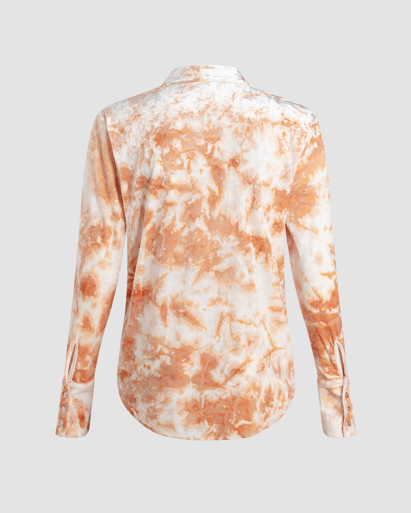 Collared Polyester Shirt with Long Sleeves