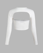 Strapless Stretch-Blend Cropped Top with Polyester Fabric