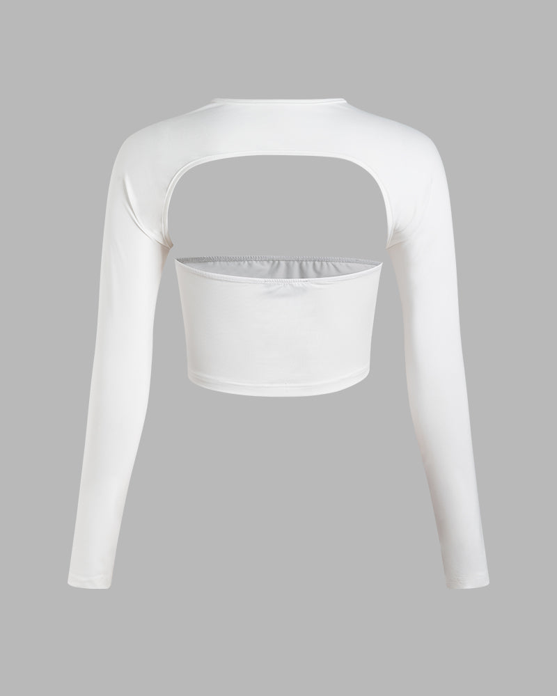 Strapless Stretch-Blend Cropped Top with Polyester Fabric