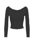 Ribbed Lace Top with Lettuce Edges