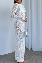Lace Maxi Dress with Sheer Detailing