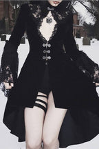 Lace Polyester Midi Dress with Gothic Styling