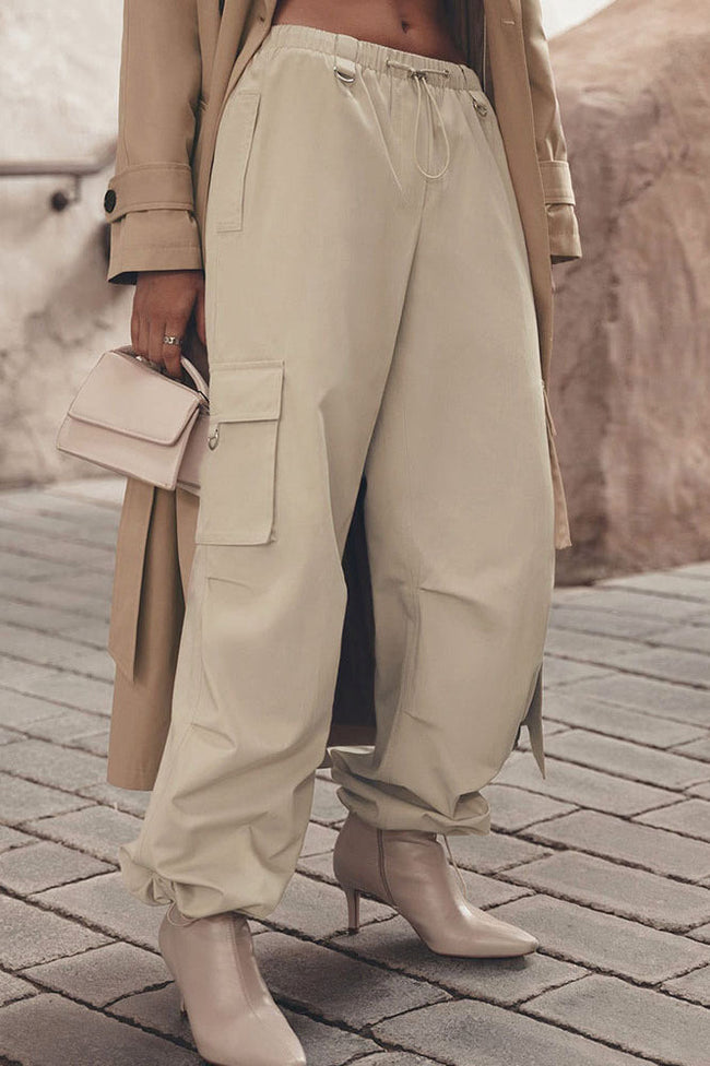 Drawstring Wide-Leg Pants with Cargo Styling Main image