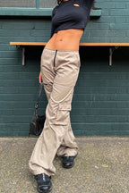 Pocket-Detail High-Rise Pants with Cargo Styling