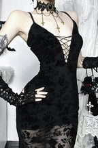 Gothic Maxi Gown with V-Neckline