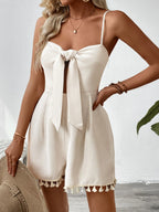 Polyester Romper with Sweetheart Neckline