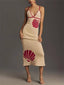 Knit V-Neck Midi Dress with Halter Neckline