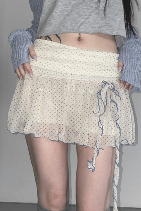 Polka-Dot Mini Skirt with Vintage Styling
