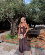 Gathered Strap-Detail Maxi Dress