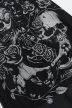 Skull-Graphic Gothic Dress with Rose Details