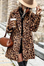 Leopard-Print Plush Coat with Notched Lapels