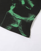 Corset-Style Cotton Top with Abstract Print