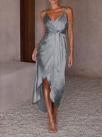 Halter Midi Dress with Strap Details