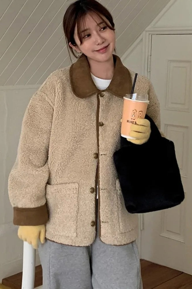 Wool Jacket with Lapel Collar