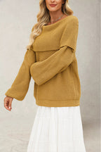 Knit Relaxed-Fit Sweater with Off-Shoulder Neckline
