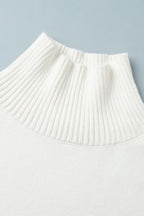 Knit Solid-Color Sweater with High Neckline