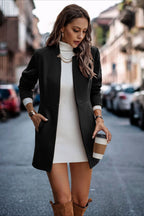 Brushed Wool Solid Long Sleeve Coat coats