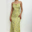 Floral Cowl-Neck Midi Dress with Halter Neckline
