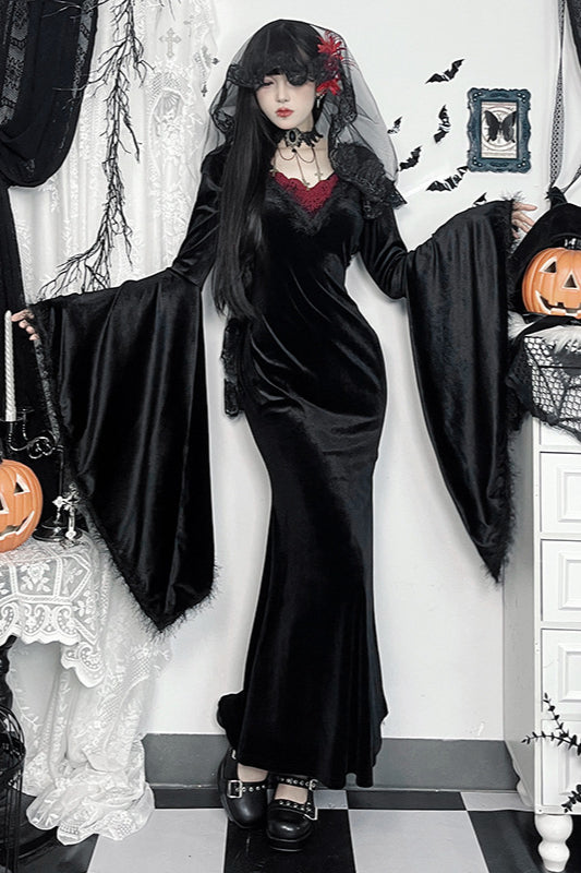 Gothic Polyester Open-Back Dress