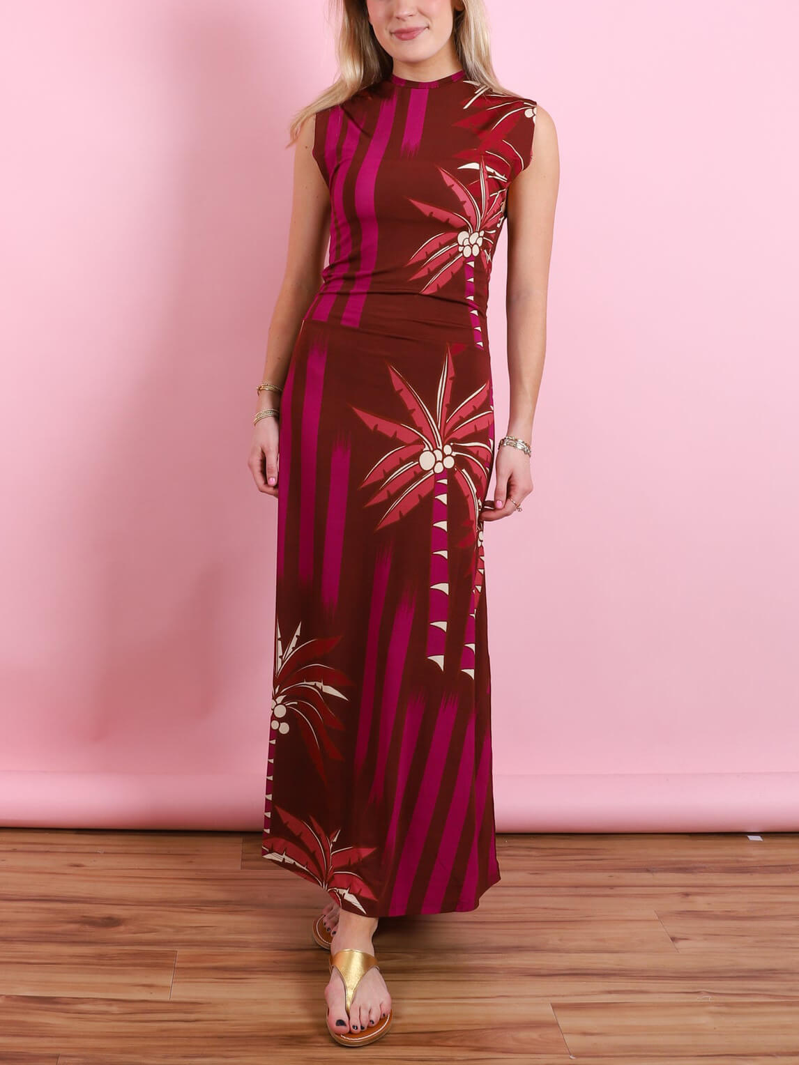 Knit Printed Midi Dress with Vintage Styling