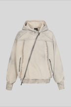 Cotton Pullover Hoodie with Exposed Seams