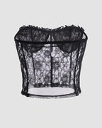 Corset-Style Polyester Top with Lace Detailing