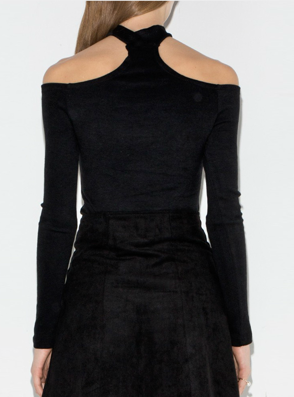 Slim-Fit Halter Slash-Neck Top