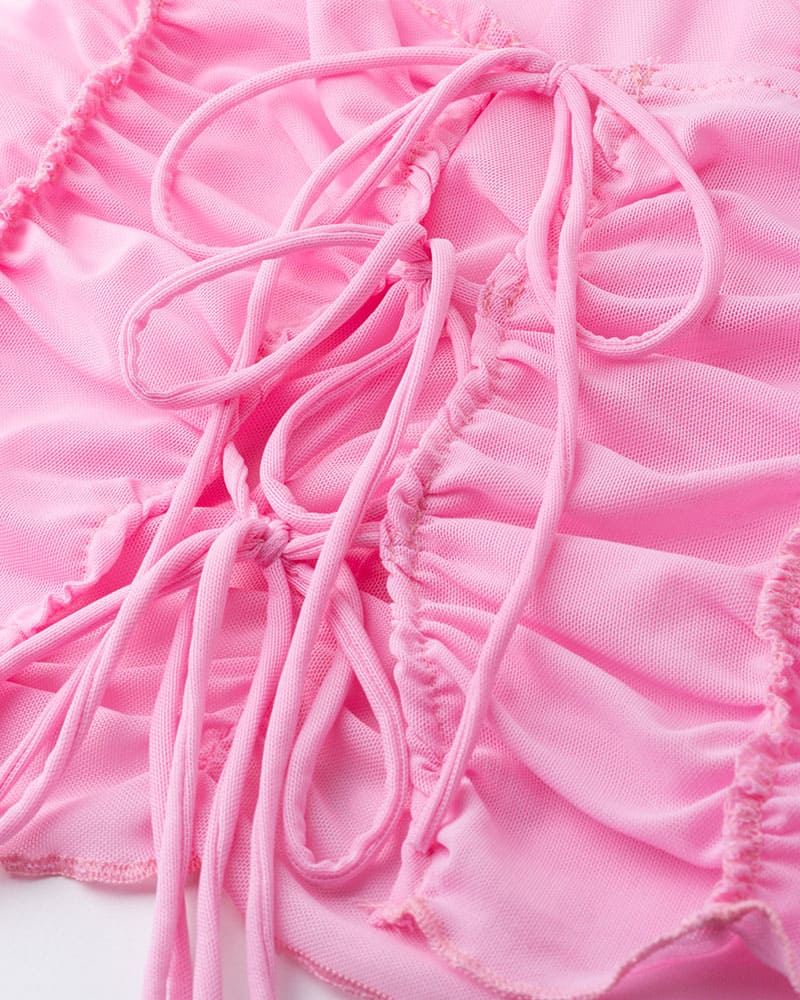 Pleated Stretch-Blend Cropped Top with Polyester Fabric