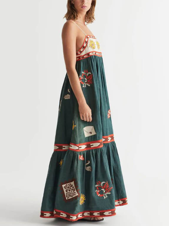 Printed Midi Dress with Sleeveless Cut