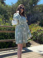 Floral Polyester Dress with Wrap Detail