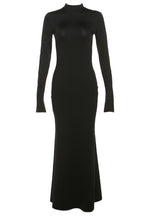 Mock-Neck Bodycon Maxi Dress with Open Back