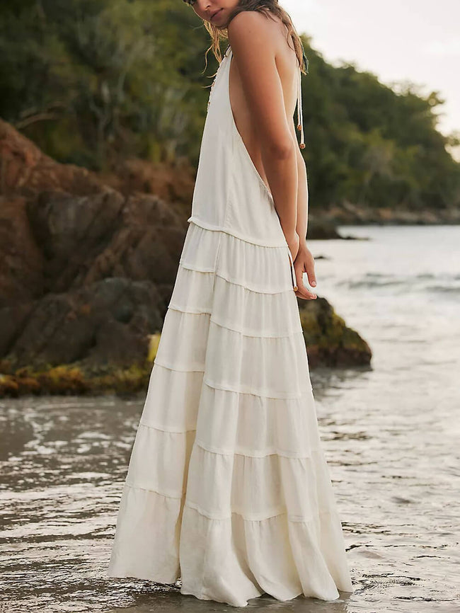 Strappy Low-Rise Maxi Dress with Halter Neckline Main image
