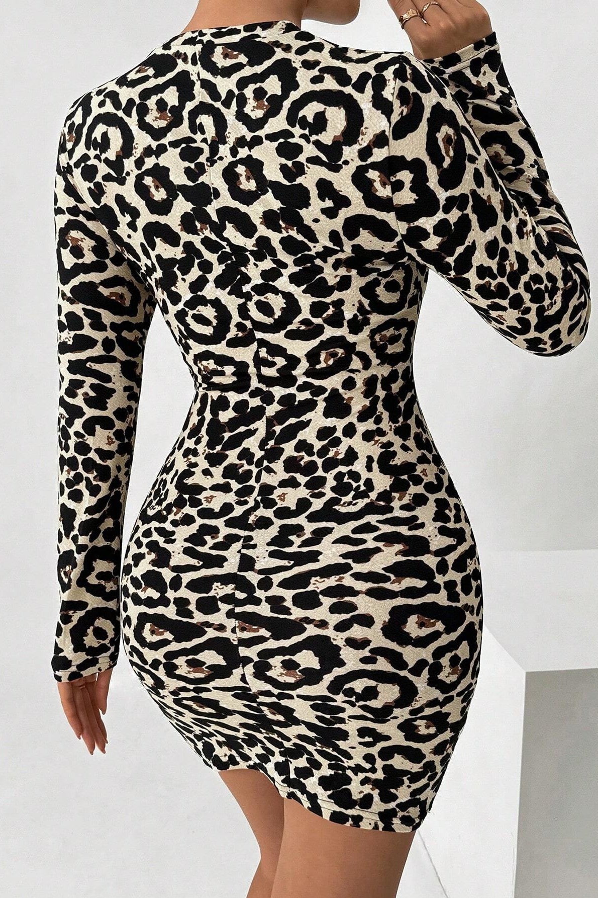 Leopard-Print Mini Dress with Cutout Details