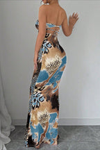 Strapless Open-Back Tie-Back Maxi Dress