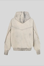 Cotton Pullover Hoodie with Exposed Seams