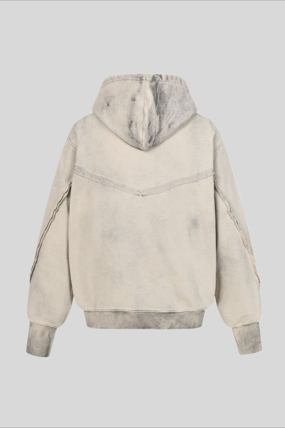 Cotton Pullover Hoodie with Exposed Seams