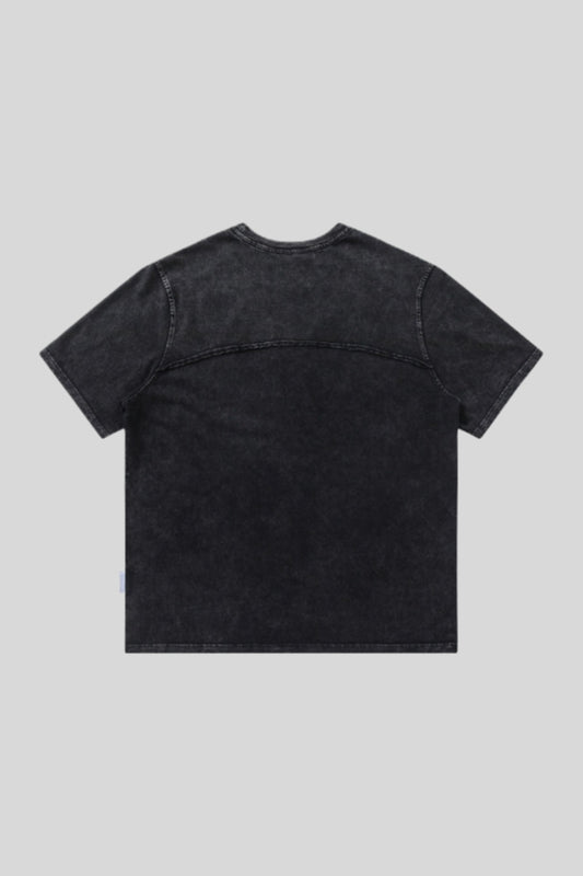 Washed Patch-Detail T-Shirt with Raw Seams